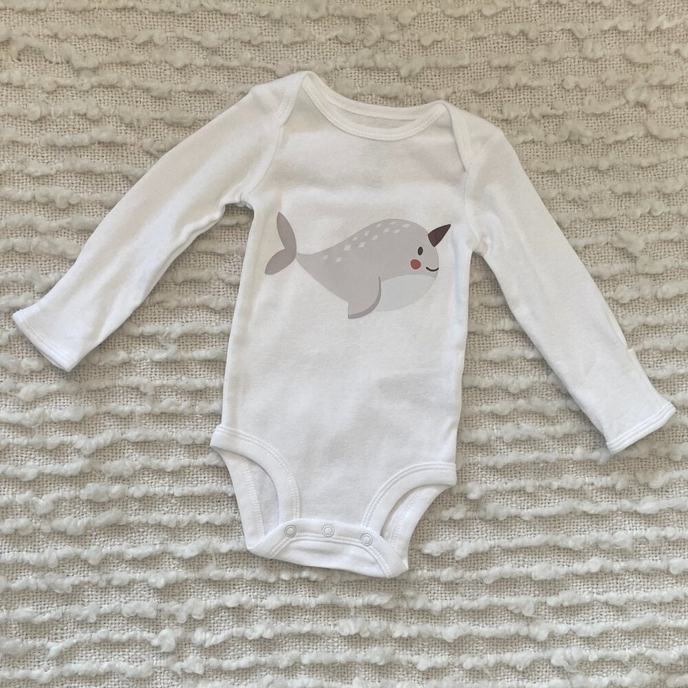 Winter Baby Animal One Piece-Narwhal Baby Bodysuit-New-3M